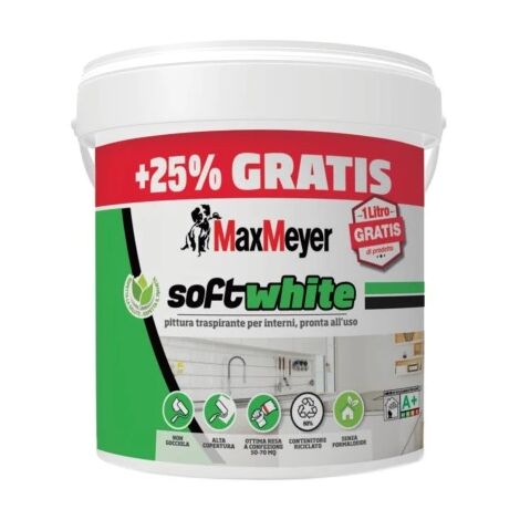 pittura murale traspirante max meyer "soft white" bianco 5 lt