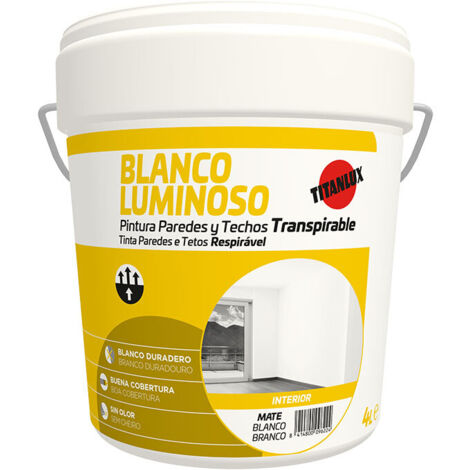 Pittura per pareti e soffitti interni white luminous 4l matt titan 03h000104