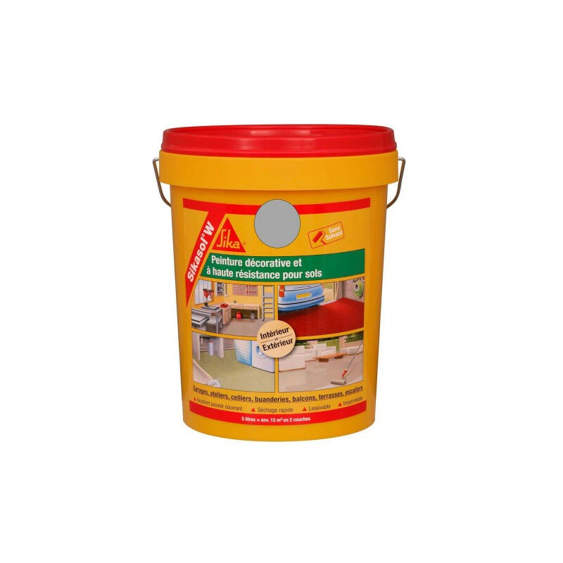 Sika - Pittura per pavimenti monocomponente sol w - Grigio cemento - 5L - Gris