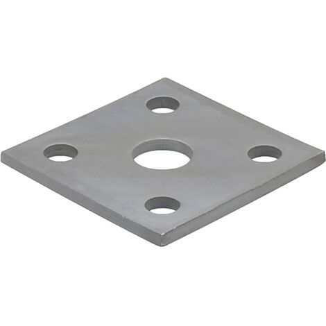 Pitzl 5-Lochplatte für Gewinde M24, 100x100x6mm, ZiNiP beschichtet, Stahl