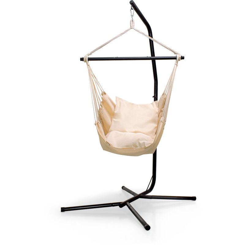 Frankystar - piuma - Chaise suspendue complète avec support en acier oxydé chaise à bascule suspendue hamac vertical complet avec 2 coussins - Charge
