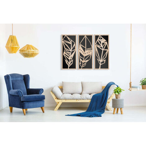 PIUME 100x70 cm - Tableau décoratif LASERCUT composite bois et PVC - Dimension : 100x70 cm