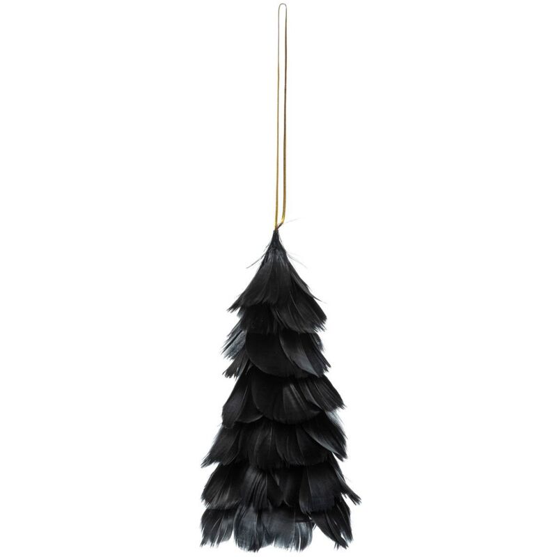 Decorazione albero di natale piume abete nero 15cm - Atmosphera créateur d'intérieur