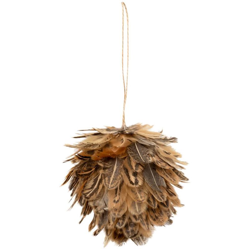 Decorazione per albero di natale con piume marroni 10 cm - Atmosphera créateur d'intérieur