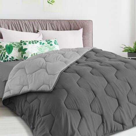 Piumino 200x200 cm biface grigio chiaro e grigio 300 gr ABBY