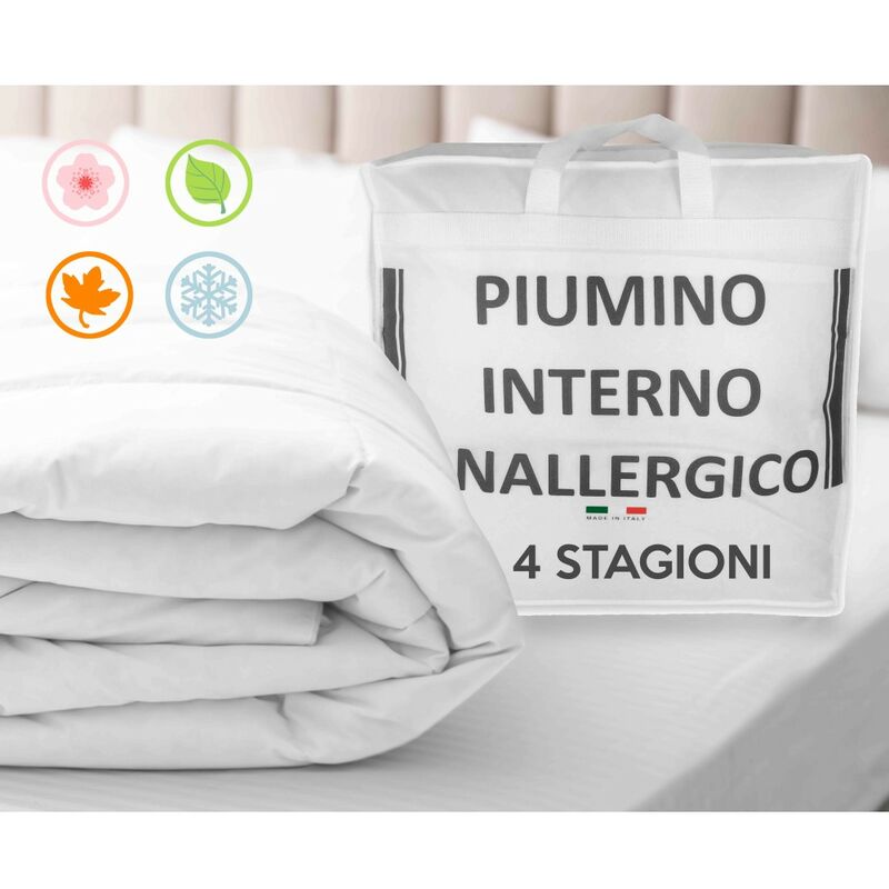 Piumino anallergico Quattro 4 Stagioni in Calda e Morbida Microfibra Made in Italy feel good 1 piazza e mezza