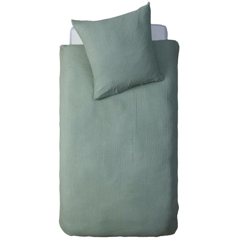 Set di biancheria da letto gaze in cotone verde 140 x 200 cm - Atmosphera créateur d'intérieur