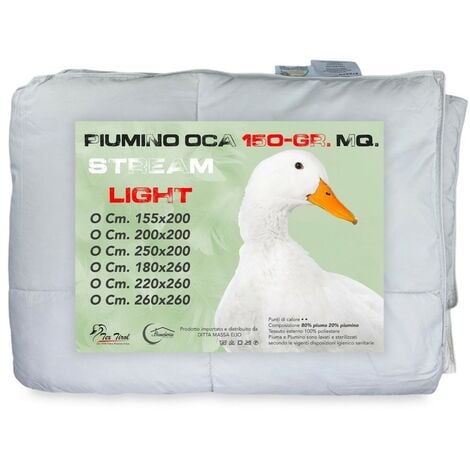 PIUMINO OCA Stream ESTIVO Leggero 150 GR. 80% PIUMA OCA 20% PIUMINO OCA Bicolore Cm. 250X200