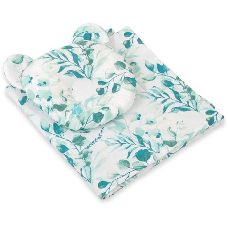 Piumino orsetto e cuscino sagomato - set da 2 pezzi - eucalipto menta