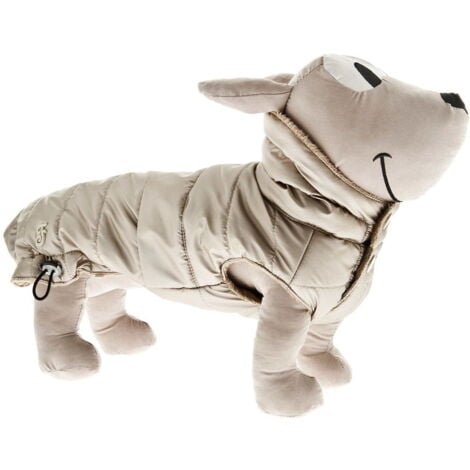 Piumino regolabile sulla parte posteriore e chiusura con bottoni modello Cristallo per cani : 39 cm - Beige