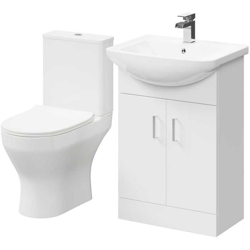 Wholesale Domestic Piura White 550mm 2 Door Vanity Unit and Toilet Suite