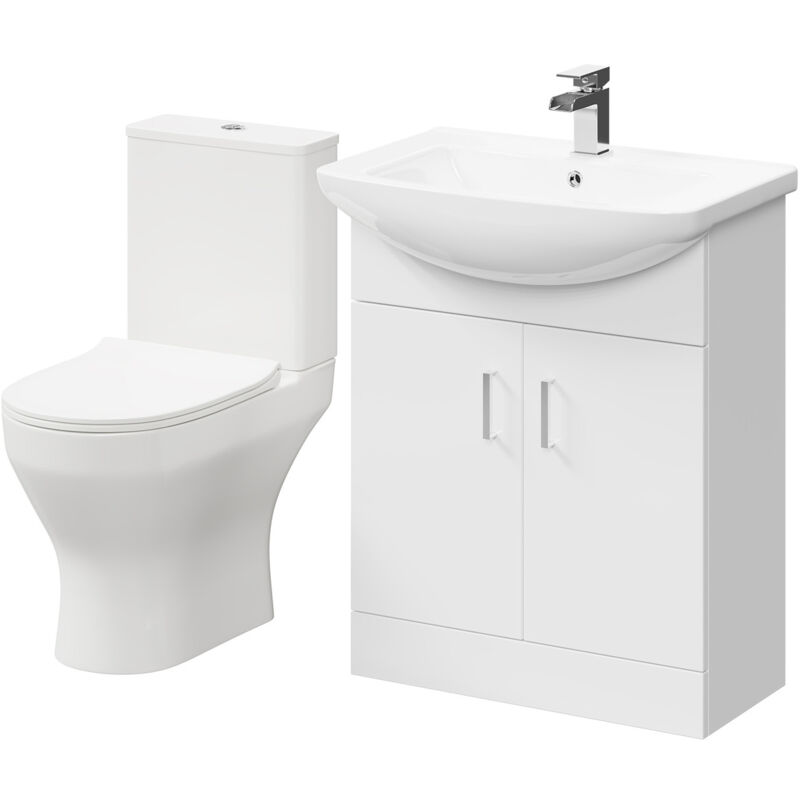 Wholesale Domestic Piura White 650mm 2 Door Vanity Unit and Toilet Suite