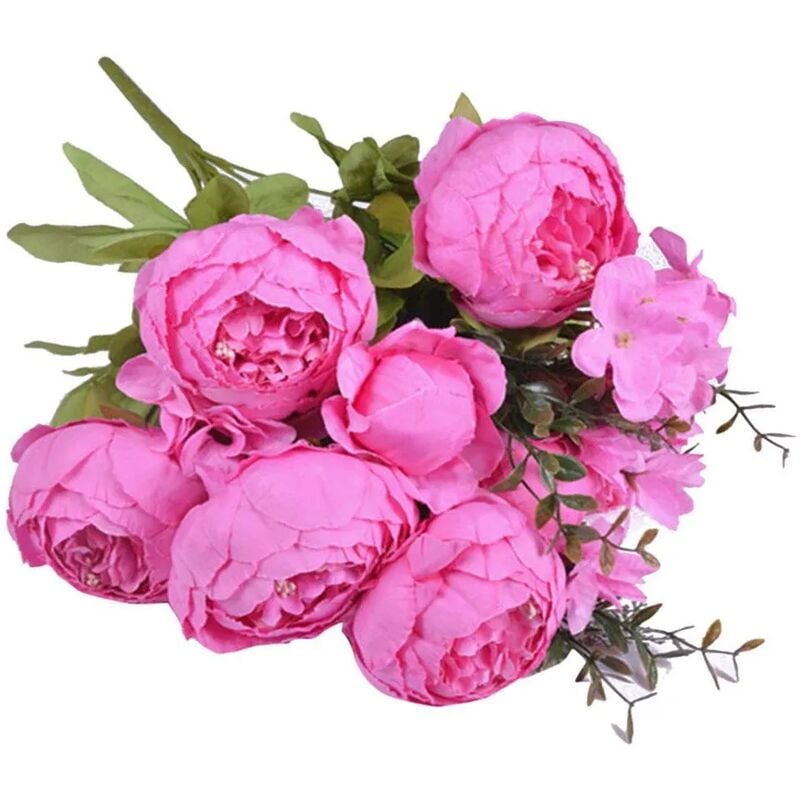 Fortuneville - Pivoine Artificielle Bouquet De Fleurs En Soie Décoration De Mariage Rose Couleur Rose