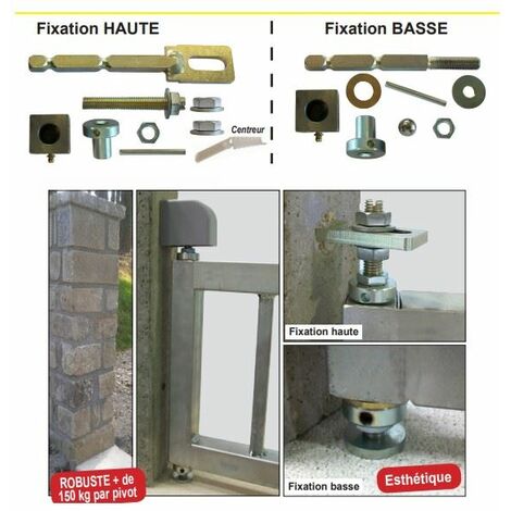 Ing Fixation – Pivot pour portail en acier – Fixation résine – Charge maximale 150 kg – Dimensions 40 x 40 mm – Installation rapide sans vis apparentes