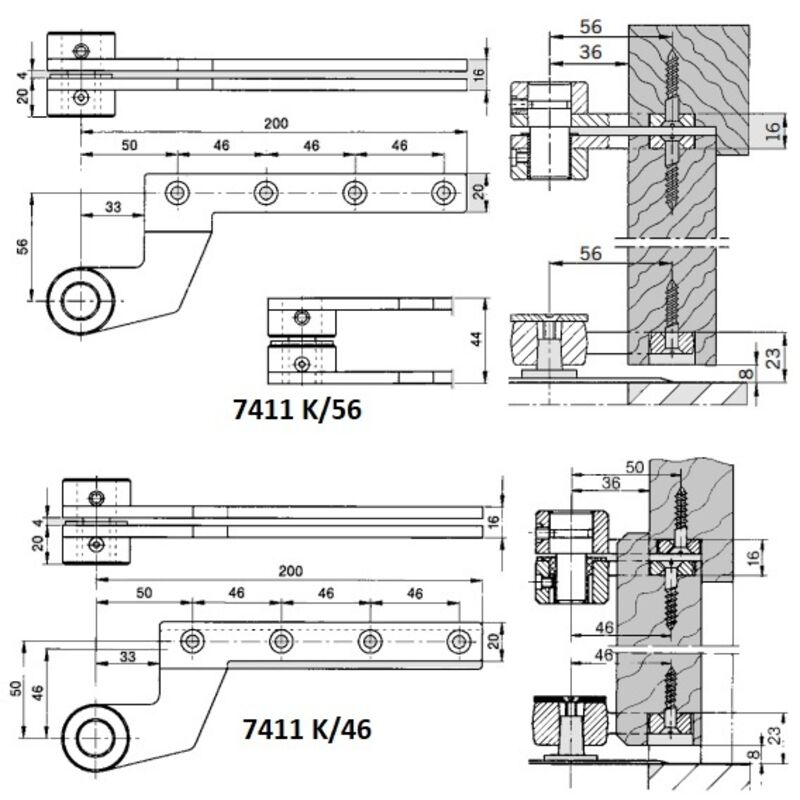 Dormakaba - Pivot du haut 7411 K/46 complet en acier zingué pour porte à recouvrement simple action - dorma - 45300017