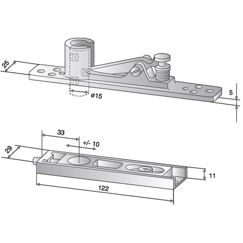 Penture pour pivot haut de sol BTS802 montage inférieur/supérieur - bts - double action - alu Dorma kaba
