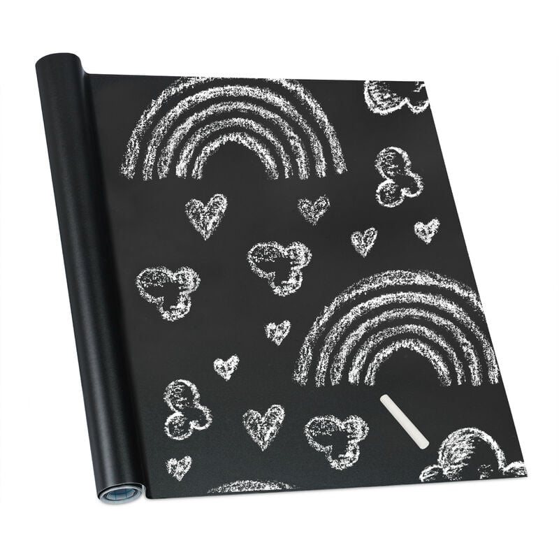 

Pizarra Adhesiva de Tiza, Papel Vinilo para Puerta, Nevera y Pared, PVC-Cartón, 1 Ud., 200 x 45 cm, Negro