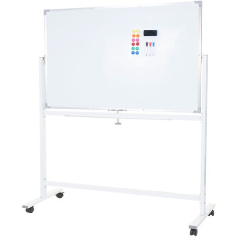 Pizarra blanca magnética tablón de anuncios móvil accesorios incluidos 150x100cm 040005121