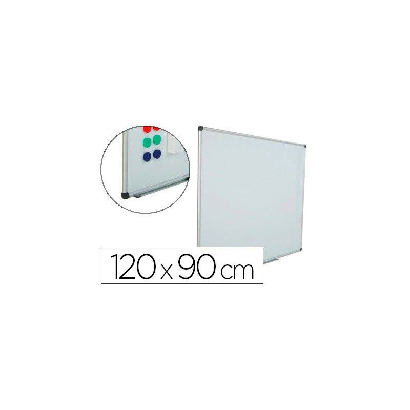 

Pizarra blanca rocada acero vitrificado magnetico marco aluminio y cantoneras pvc 120x90 cm incluye bandeja