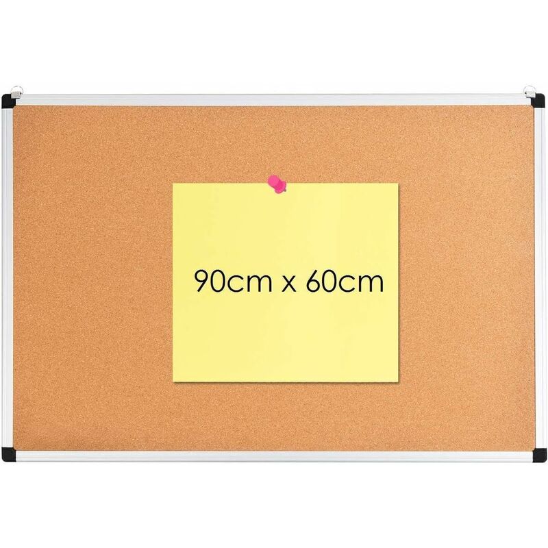 

Pizarra de Corcho de 60x90 cm Tablero de Corcho con Estructura de Aluminio y 2 Ganchos para Escuela Hogar y Oficina