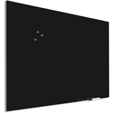 Pizarra de vidrio premium con fijación ciega - 90x120 cm - Negro