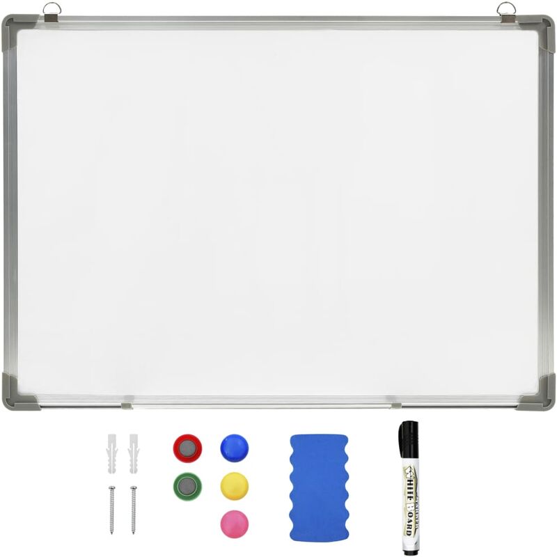 

vidaXL Pizarra magnética de borrado en seco acero blanco 70x50 cm - Blanco