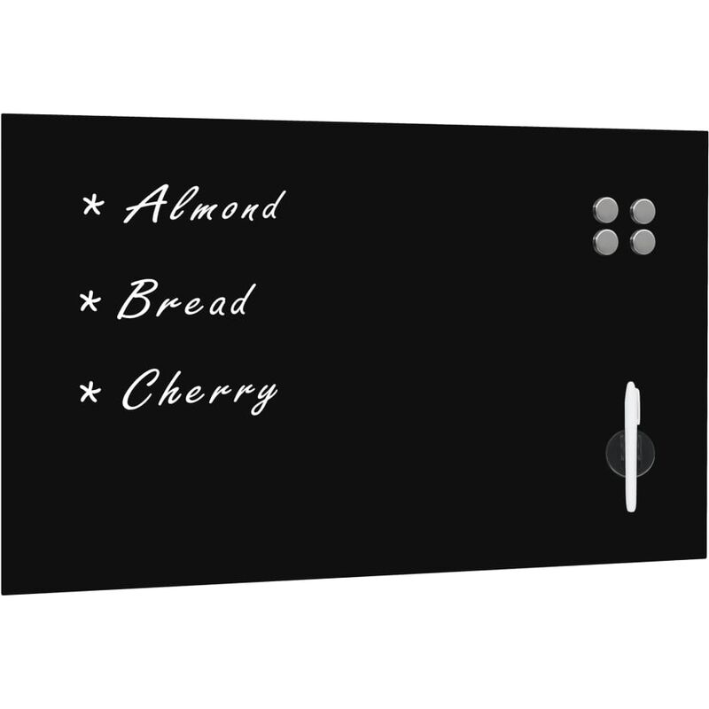 

Pizarra magnética de pared negra vidrio 100x60 cm
