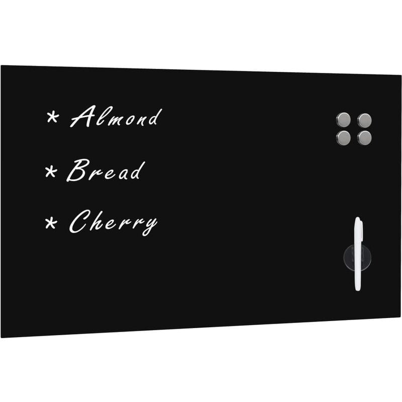 

vidaXL Pizarra magnética de pared negra vidrio 100x60 cm - Negro