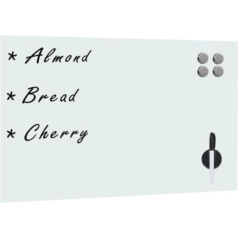 

vidaXL Pizarra magnética de pared blanca vidrio 60x40 cm - Blanco