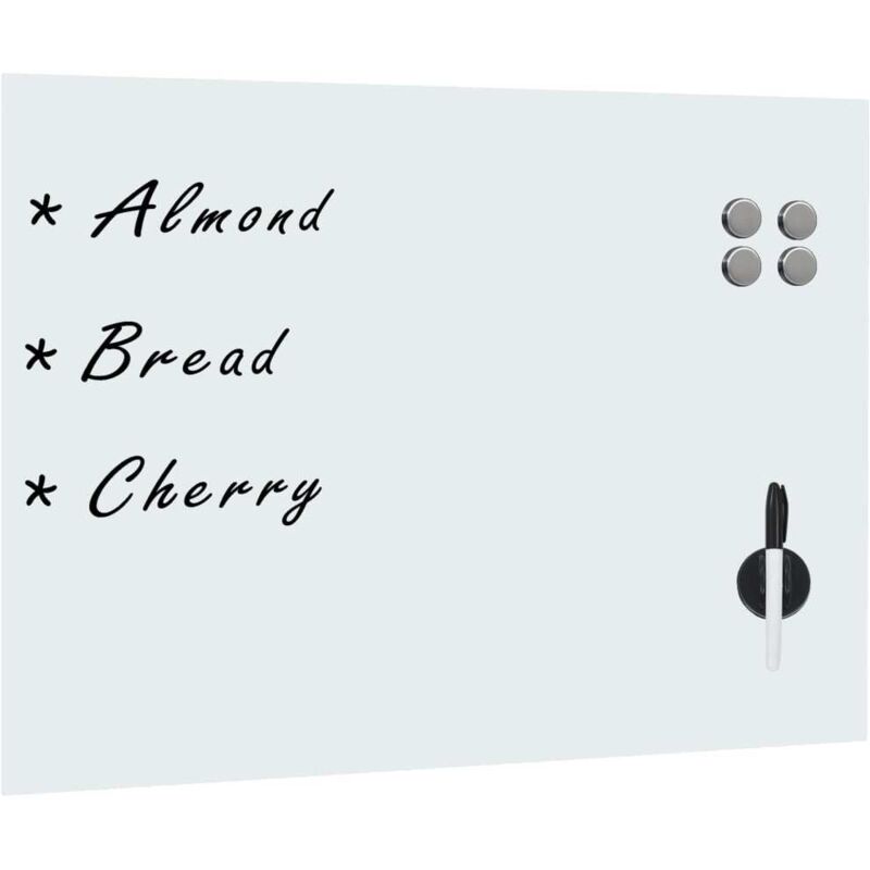 

vidaXL Pizarra magnética de pared blanca vidrio 80x60 cm - Blanco