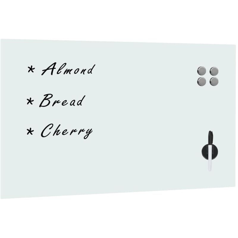 

vidaXL Pizarra magnética de pared blanca vidrio 100x60 cm - Blanco
