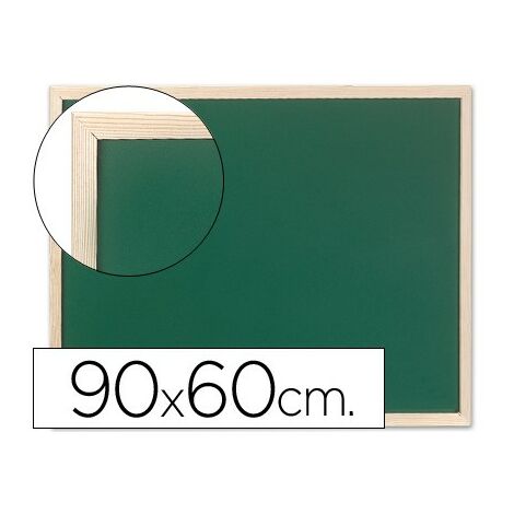 Pizarra verde q-connect marco de madera 90x60 sin repisa