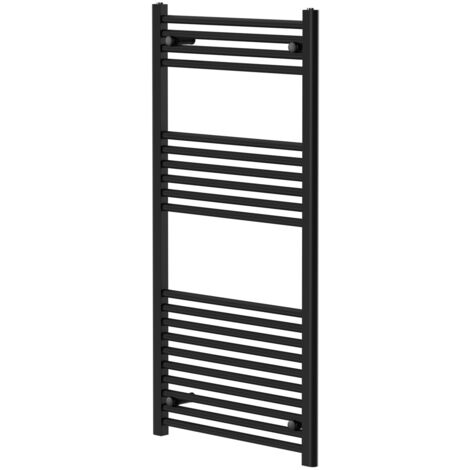 Pizarro Matt Black 1200mm x 600mm Straight Heated Towel Rail