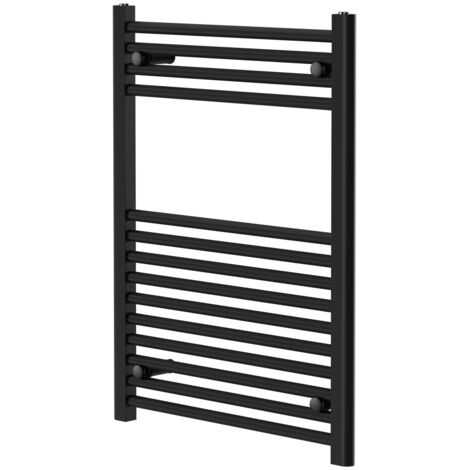 Pizarro Matt Black 800mm x 600mm Straight Heated Towel Rail