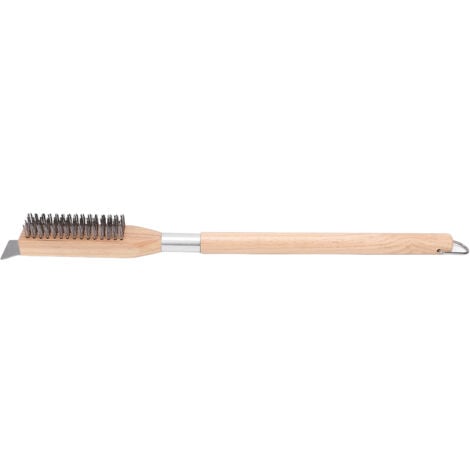 Pizza Oven Brush with Stainless Steel Scraper Steel Bristles Wood Handle Pizza Oven Cleaning Brush for Restaurant