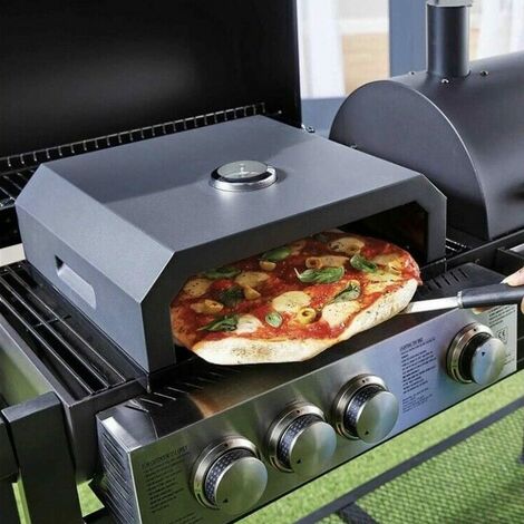 main image of "Pizza Oven with Ceramic Stone for Gas/Charcoal BBQ, Black"