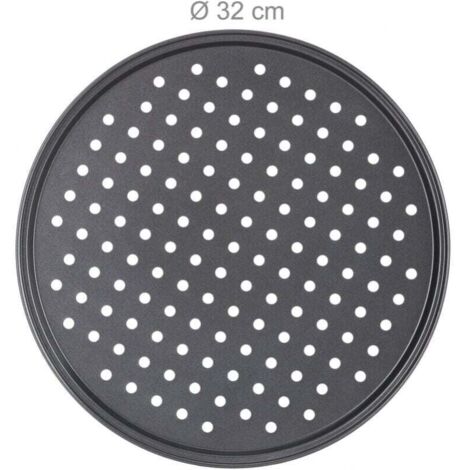 Pizza pan, set of 1, round, perforated, non-stick, tarte flambée, steel, mould, ∅ 32 cm, anthracite MUMU