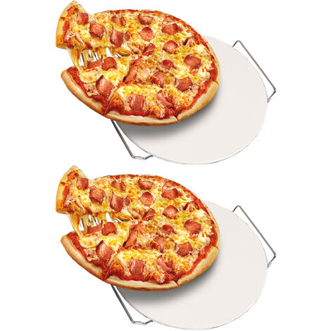 Pizza Steinplatte Ø33cm inkl Metallgestell-MPZ033-2er