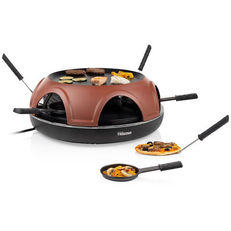 Pizzamaker, Grill, Raclette 3in1 mit Pizzaheber & Pfännchen für 6 Personen Ø25cm