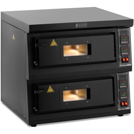 Pizzaofen - 2 cámaras - 8400 W - Ø 58 cm - Royal Catering - Negro