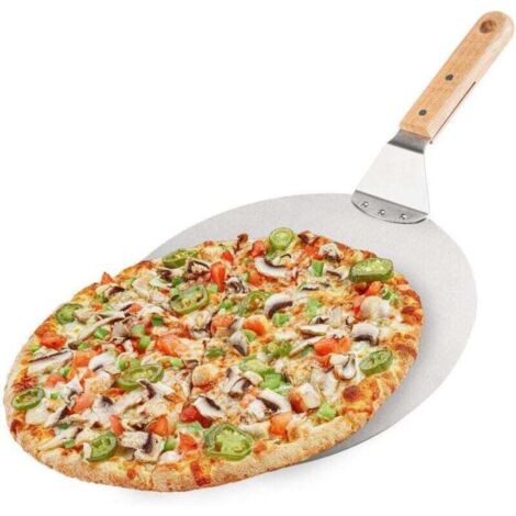Pizzaschaufel, Durchmesser 30,5 cm, professioneller Küchenspatel, 48,5 x 8,5 cm, Pizzaschaufel aus Aluminium und Holz, 1 Stück (12 Zoll runde Pizzaschaufel ohne Box)