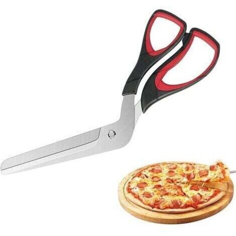Image of Gabrielle - Pizzaschere, Multifunktionale Küchenschere, Edelstahl, 27 cm, Schwarz Rot