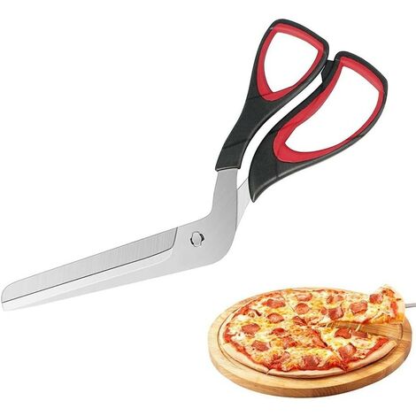 Pizzaschere, Multifunktions-Küchenschere, Edelstahl, 27 CM, Schwarz Rot