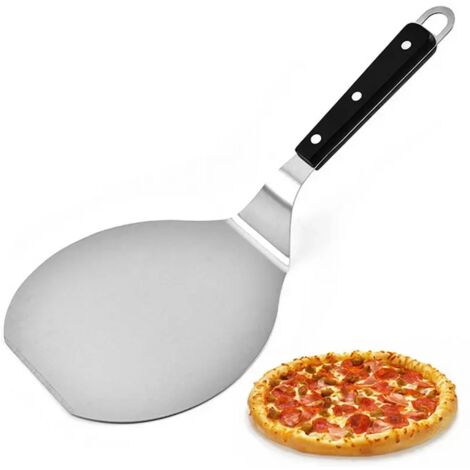 Pizzaschieber mit Hitzeschutz, Holzgriff, runder Spatel, Edelstahl, Backwerkzeug, Küchenzubehör