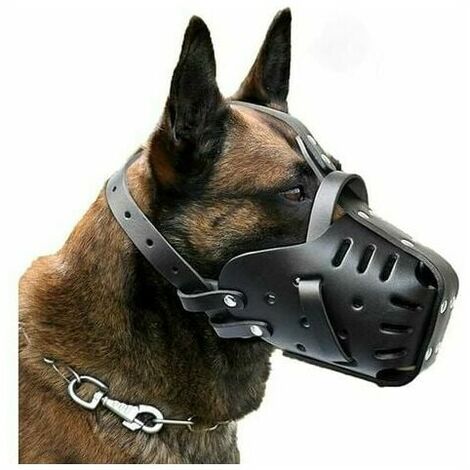 PKOQX Leather Made for German Shepherd Dog Muzzles Doberman Pinscher Pet Defense Muzzles Medium & Large Dogs Anti-Bite Masks Training Dogs
