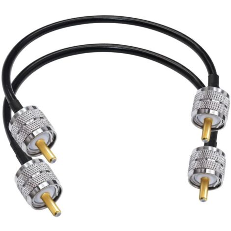 PL-259 Câble de raccordement RG58 UHF mâle à mâle à faible perte 50 ohms CB Radio Câble coaxial 12 pouces (30 cm) SO239 Câble d'extension d'antenne Wifi pour HAM Radio 2 Pack