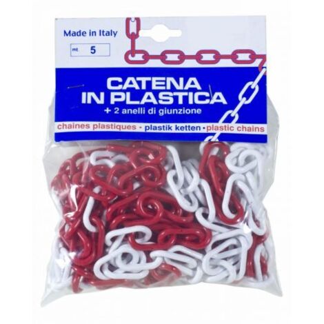 Pl catena plastica bianco/rosso d.8 da 5 m