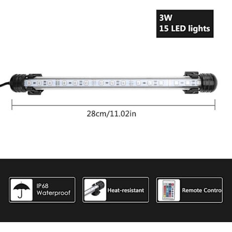 [PL] Éclairage LED coloré pour aquarium, barre lumineuse étanche, éclairage de plongée, 28 cm