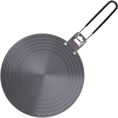 Placa adaptadora de vidrio para placa de inducción con asa plegable, 24 cm de diámetro, 3 mm de espesor.