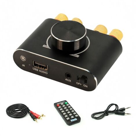 Placa amplificadora estéreo X15H 15W, amplificador audio 12/24V Bluetooth, entrada auxiliar 3.5mm USB, compatible app Sinilink control remoto